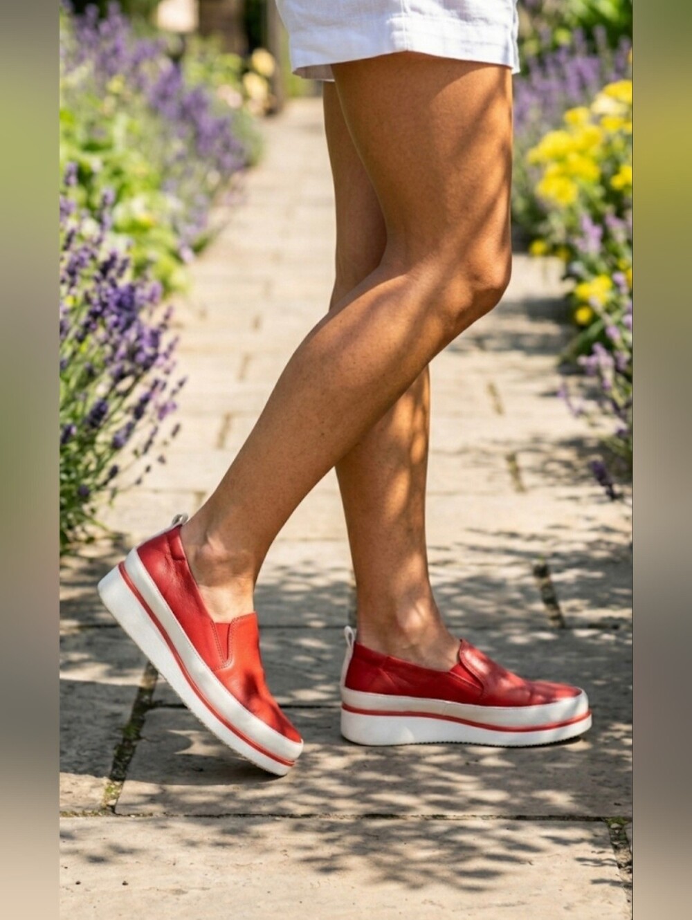 Ron White 'Nellonyx' Womens Luxury Leather Loafers Sneakers Shoes / Sz 8.5 / Red